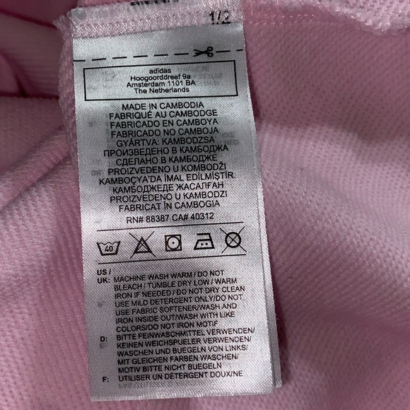 Adidas PRIMEGREEN Cropped Sweatshirt Pink Gold 3 stripes sleeves - Picture 6 of 9